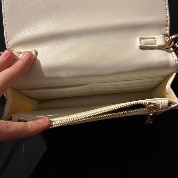 White Quilted Small Purse with Gold and White Strap - Picture 5 of 5